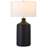 29" Black Ceramic Table Lamp With White Drum Shade