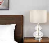 23" Clear Glass Gourd Table Lamp With White Drum Shade