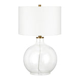24" Clear Glass Table Lamp With White Drum Shade
