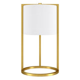 22" Brass Metal Table Lamp With White Drum Shade
