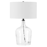 24" Clear Glass Table Lamp With White Drum Shade