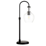 27" Black Metal Arched Table Lamp With Clear Dome Shade