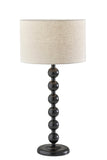 28" Black Solid Wood Candlestick Table Lamp With Off White Drum Shade