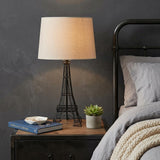 25" Black Acrylic Paris Desk Table Lamp With White Drum Shade