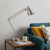 27" Nickel Metal Desk Table Lamp With Nickel Cone Shade