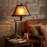 18" Gray Metal Candlestick Table Lamp With Amber Empire Shade