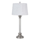 32" Nickel Metal Table Lamp With White Empire Shade