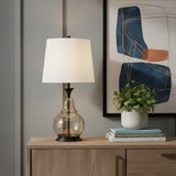 28" Clear Metal Table Lamp With White Empire Shade