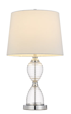 24" Clear Metal Table Lamp With White Empire Shade