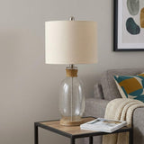 26" Brown Mason Jar Table Lamp With Brown Drum Shade