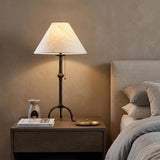 32" Black Metal Table Lamp With Off White Empire Shade