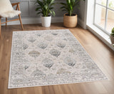 4' X 6' Gray And Ivory Oriental Washable Area Rug