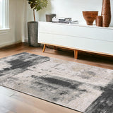 4' X 6' Gray And Ivory Abstract Washable Area Rug