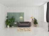 5' Yellow Round Geometric Washable Non Skid Area Rug