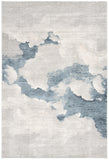 10' Blue And Gray Abstract Washable Runner Rug