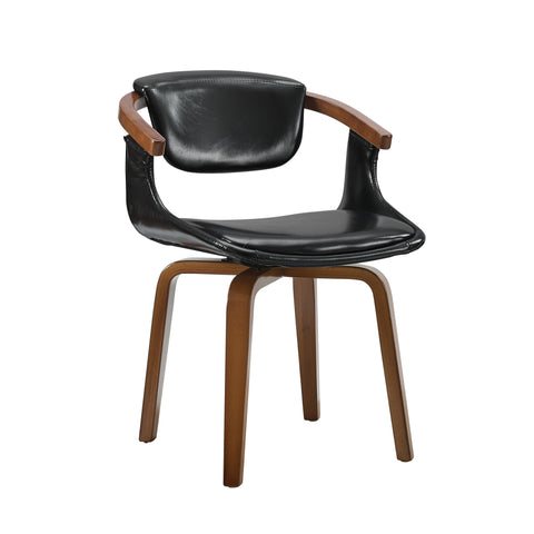 Black and Dark Brown Upholstered Faux Leather Dining Arm Chair