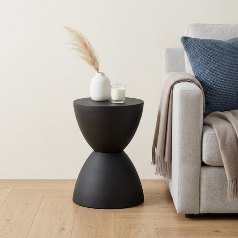 17" Black Heavy Duty Plastic Hourglass Outdoor Side Table