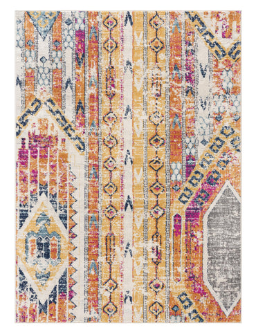 2' X 3' Yellow and Ivory Southwestern Distressed Area Rug