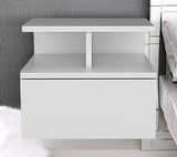 12" White Wood One Drawer Floating Nightstand