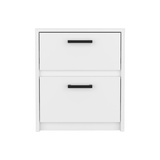 19" White Wood Two Drawer Nightstand