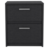19" Black Wood Two Drawer Nightstand