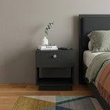 20" Black Wood One Drawer Nightstand