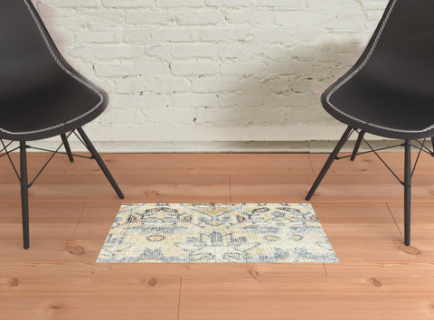 2' X 3' Gray Moroccan Machine Tufted Area Rug With UV Protection