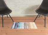 2' X 3' Turquoise Ombre Washable Area Rug With UV Protection