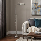 57" Nickel Adjustable Traditional Shaped Floor Lamp With Nickel Square Shade