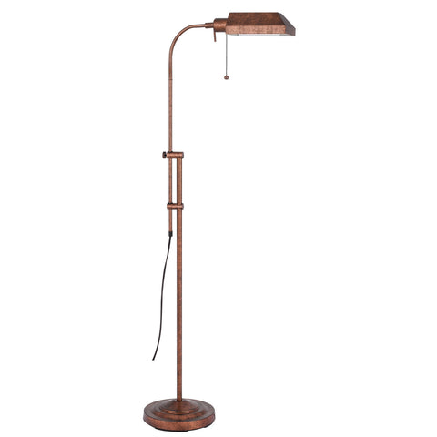 57" Rusted Adjustable Traditional Shaped Floor Lamp With Rust Square Shade