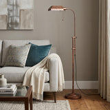 57" Rusted Adjustable Traditional Shaped Floor Lamp With Rust Square Shade