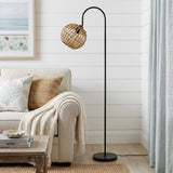63" Black Traditional Shaped Floor Lamp With Brown Globe Shade