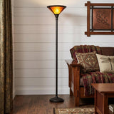 71" Rusted Torchiere Floor Lamp With Brown Dome Shade