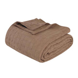 Queen Taupe Cotton Geometric Blanket