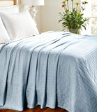 King Light Blue Cotton Basketweave Geometric Blanket