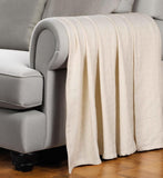 50" X 60" Ivory Cotton Basketweave Geometric Throw Blanket