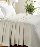 Twin Ivory Cotton Basketweave Geometric Blanket