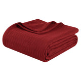 King Burgundy Cotton Geometric Blanket