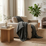 50" X 60" Charcoal Fleece Plush Throw Blanket