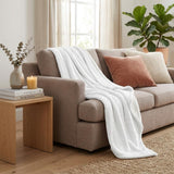 50" X 60" White Fleece Plush Throw Blanket