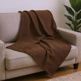 King Chocolate Cotton Waffle Weave Blanket