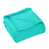 King Turquoise Cotton Waffle Weave Blanket