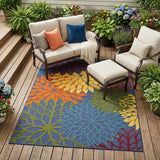 4' X 6' Blue Yellow and Green Indoor Outdoor Area Rug