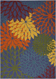 4' X 6' Blue Yellow and Green Indoor Outdoor Area Rug