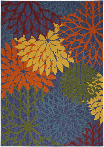 4' X 6' Blue Yellow and Green Indoor Outdoor Area Rug