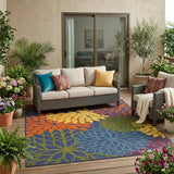 5' X 7' Blue Yellow and Green Indoor Outdoor Area Rug