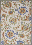 5' X 7' Ivory And Blue Indoor Outdoor Area Rug