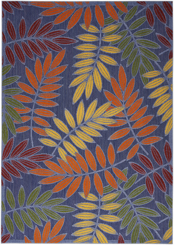 4' X 6' Orange Green And Blue Indoor Outdoor Area Rug