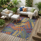 4' X 6' Orange Green And Blue Indoor Outdoor Area Rug