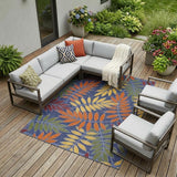 6' X 9' Orange Green And Blue Indoor Outdoor Area Rug